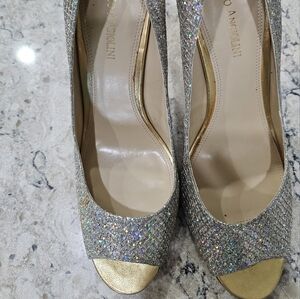 Enzo Angiolini sparkley pumps, size 10,  Rhinestone studded with gold heel